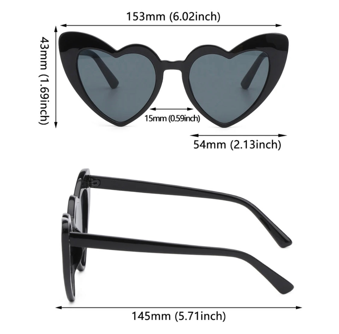 Love Heart Black Sunglasses