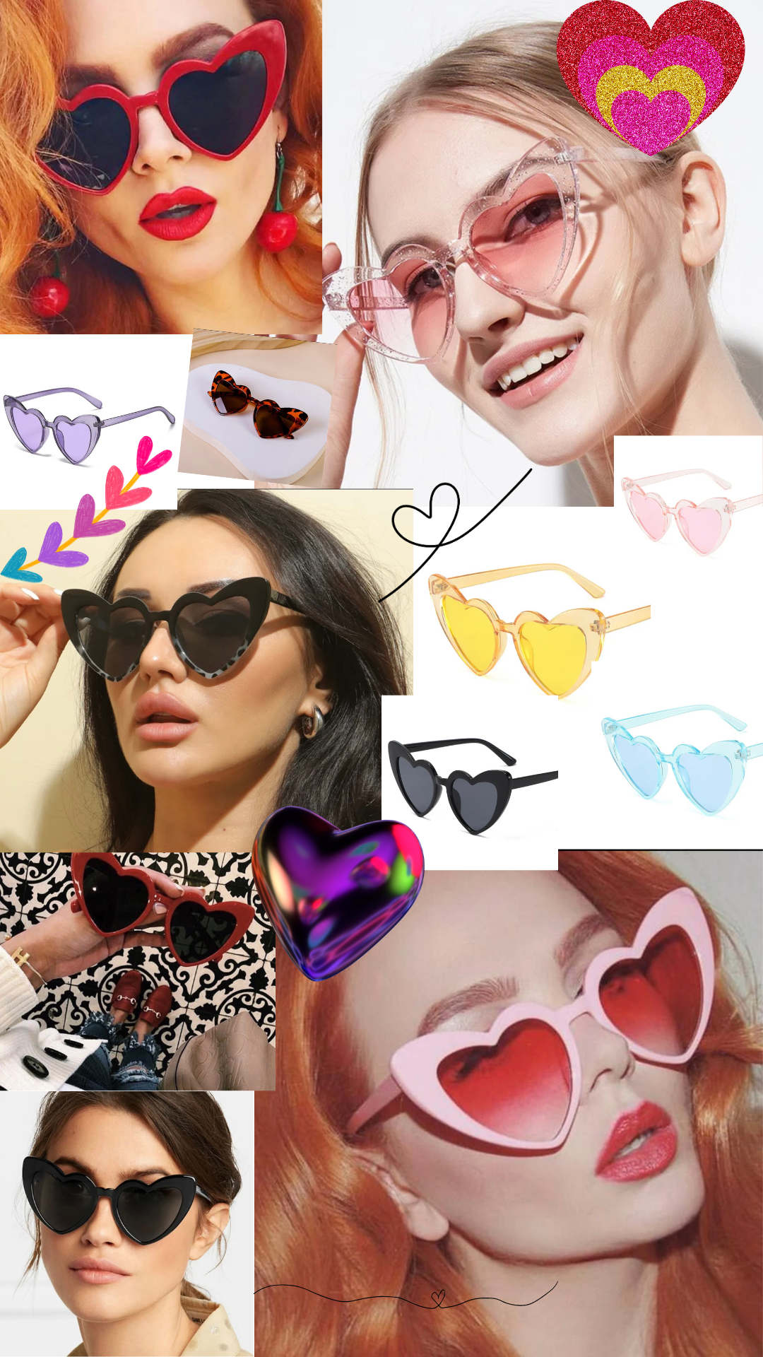 Love Heart Black Sunglasses