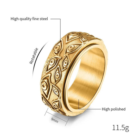 Gold brass Lucky Eye Anti-Anxiety ring