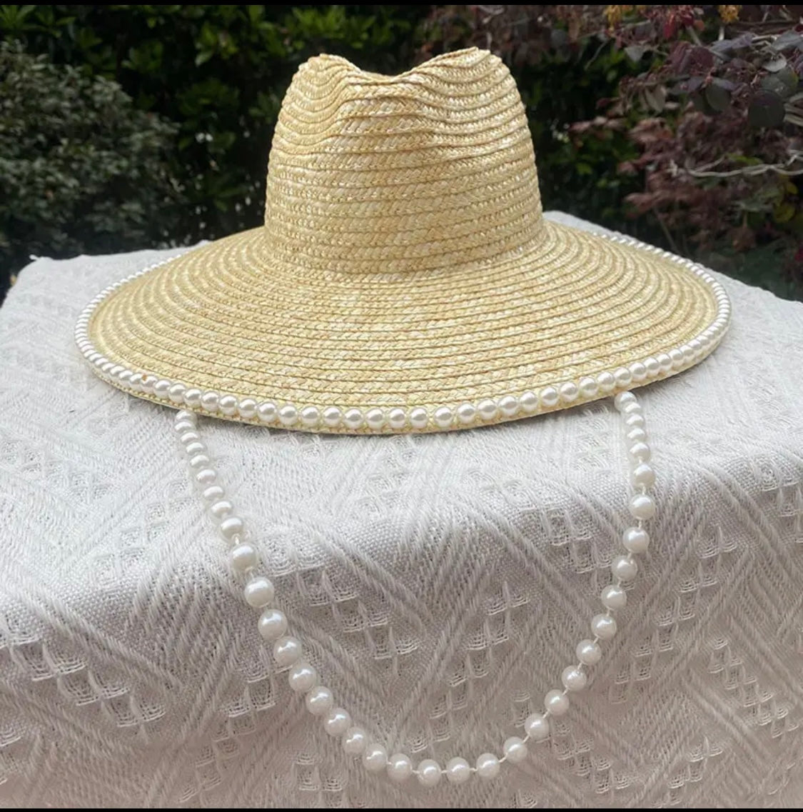 Paris Pearl Straw Fedora Hat