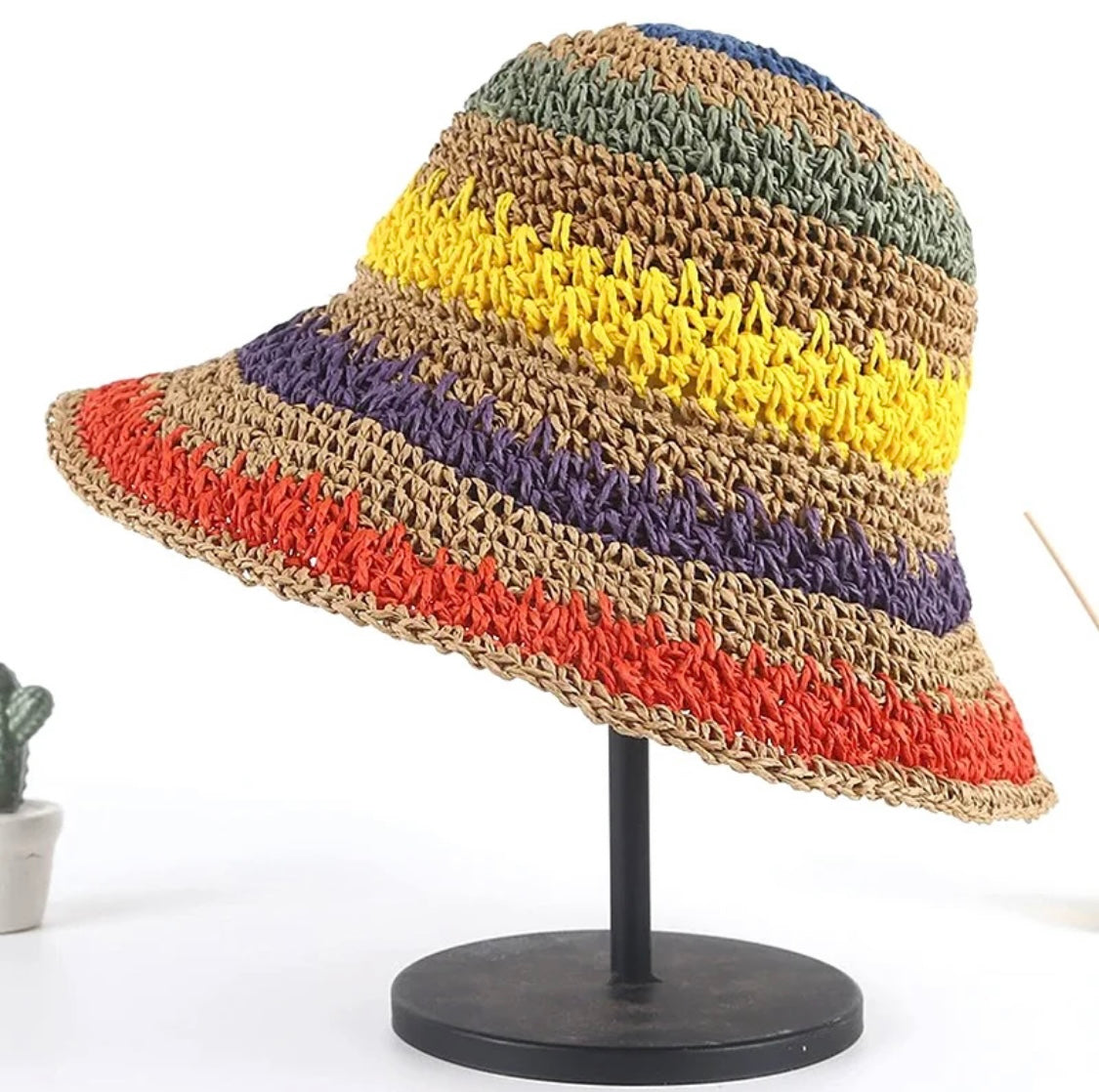 Maui Striped Straw Bucket Hat