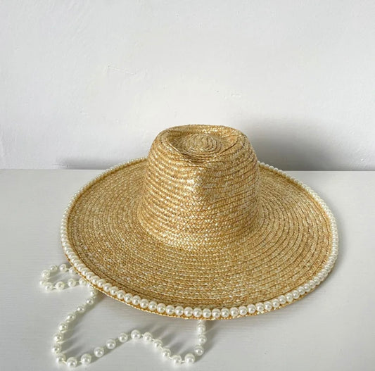 Paris Pearl Straw Fedora Hat