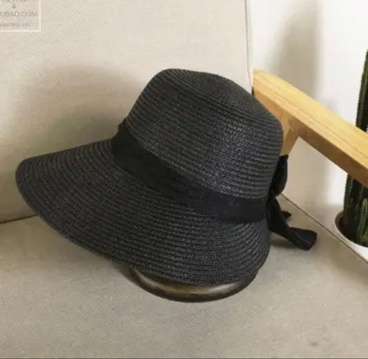 Black Bow straw hat