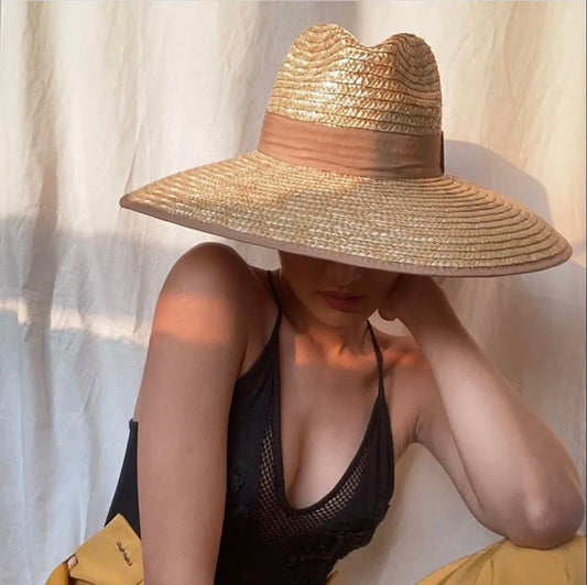 Bora Bora Sand Large Brim Straw Fedora Hat