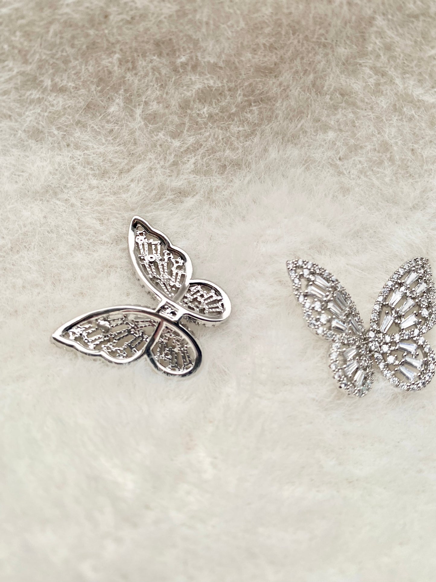 Silver cubic zirconia Crystal butterfly earrings