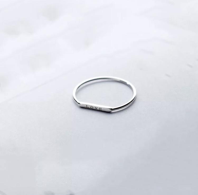 Silver LOVE lesson thin stack ring