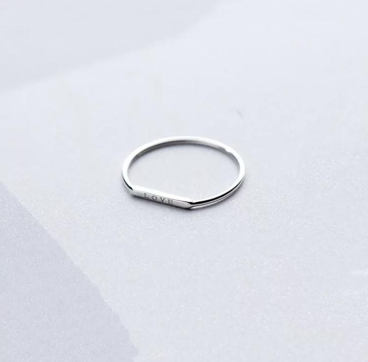 Silver LOVE lesson thin stack ring