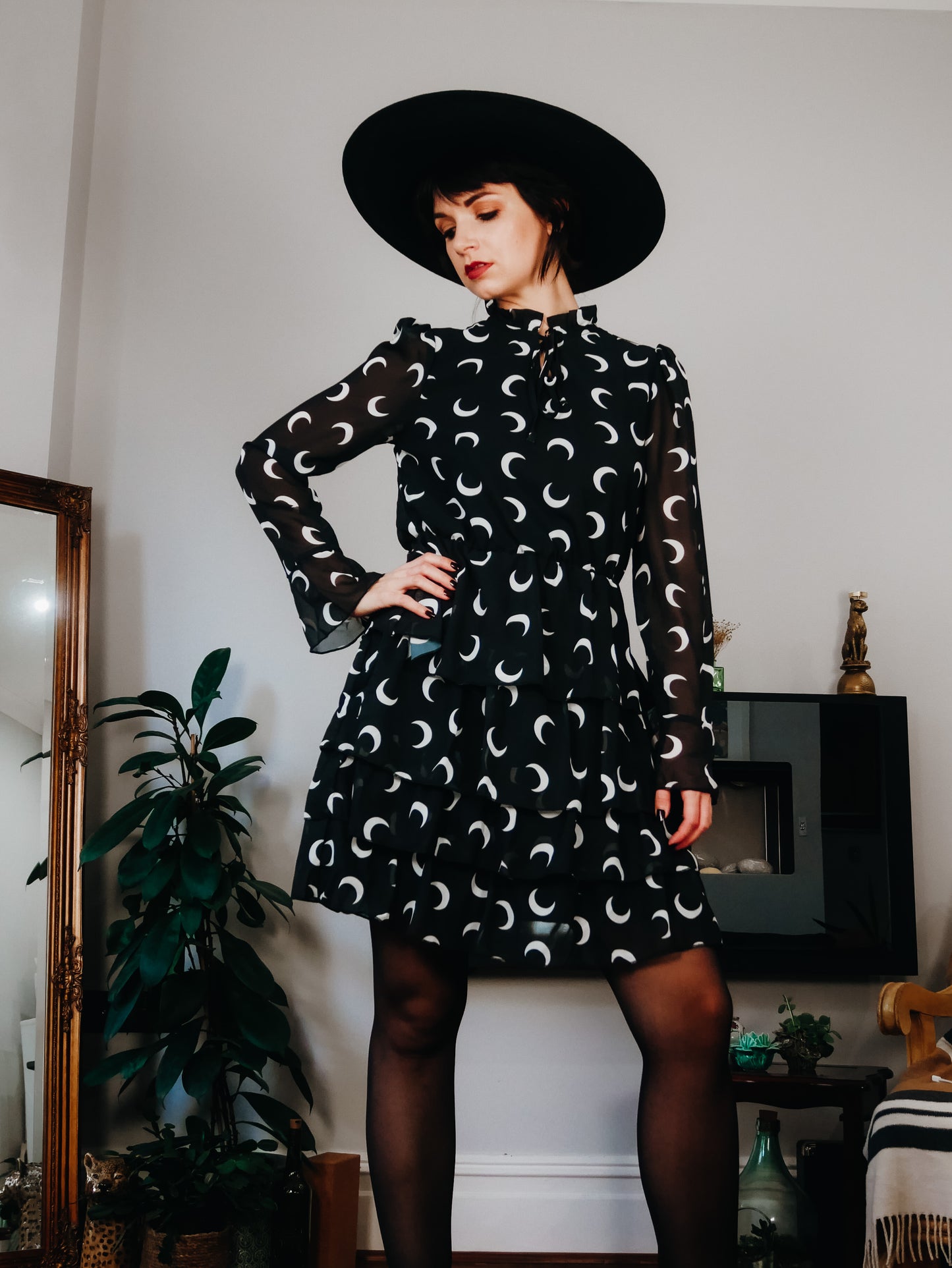 The Moon tinkle tiered long sleeve dress