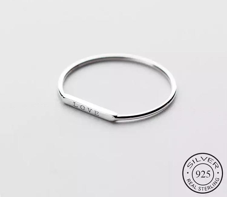 Silver LOVE lesson thin stack ring