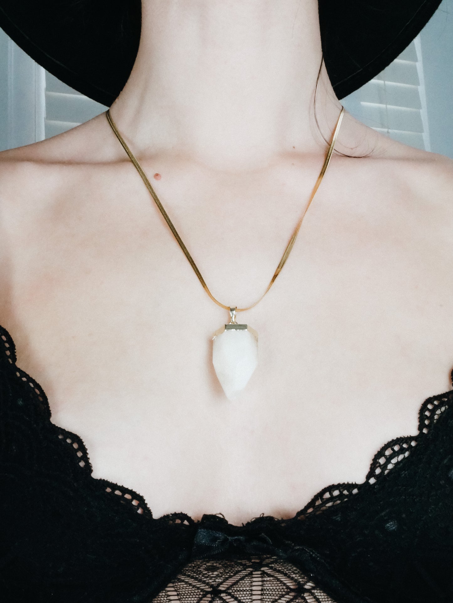 Gold Citrine bullet point necklace