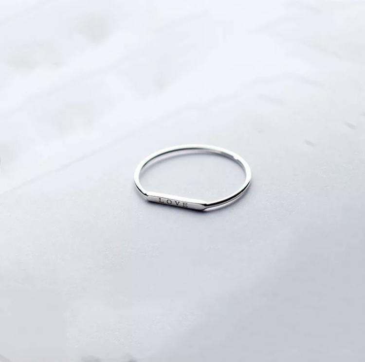 Silver LOVE lesson thin stack ring