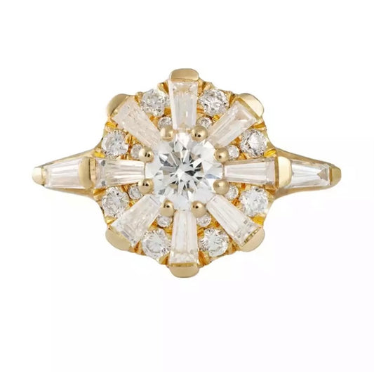 Orion star Cubic zirconia crystal gold ring