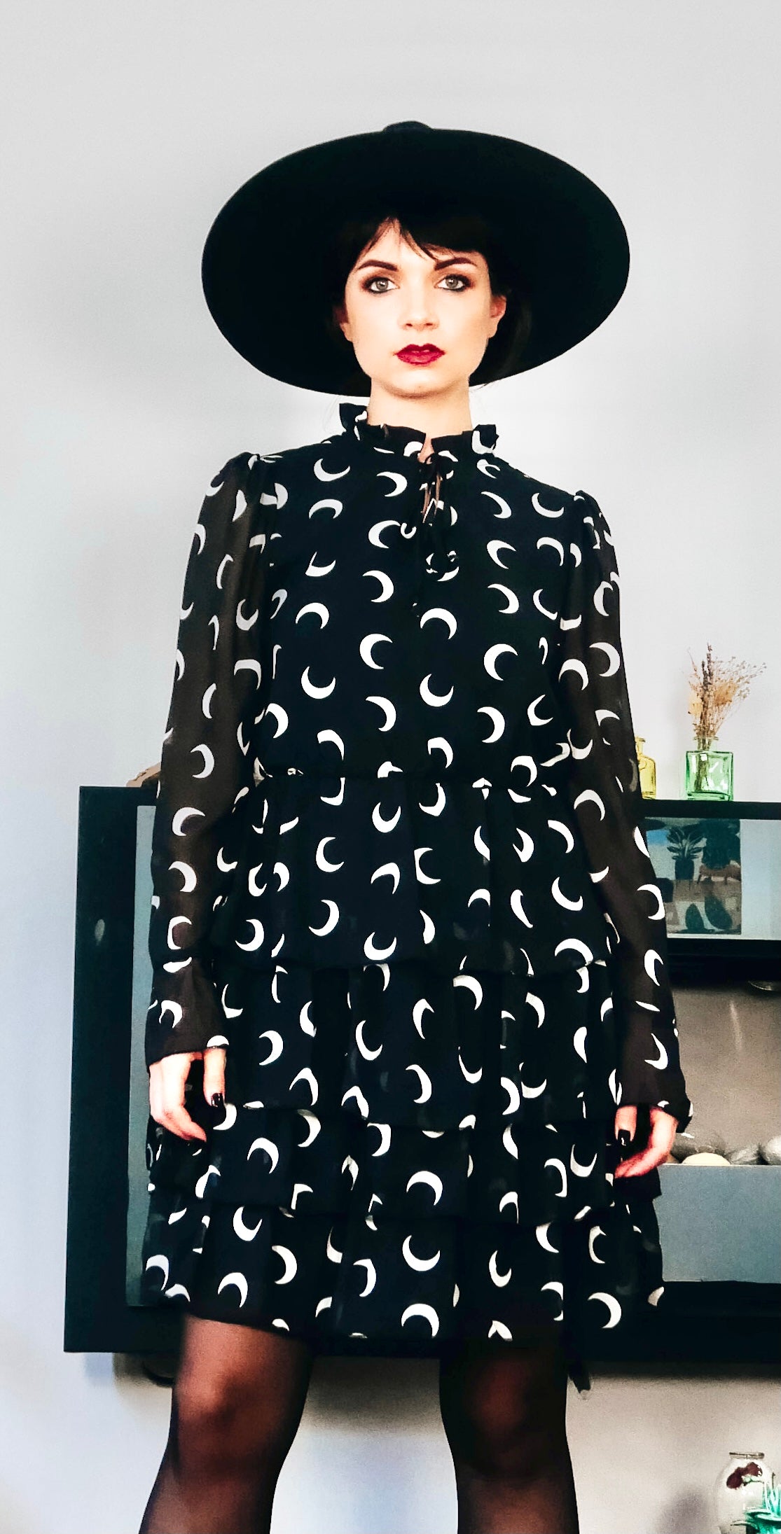 The Moon tinkle tiered long sleeve dress