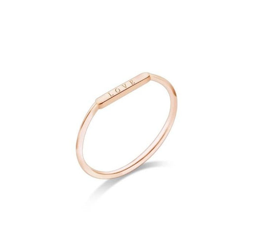 Gold LOVE lesson thin stack ring