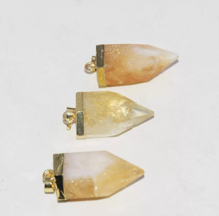 Gold Citrine bullet point necklace