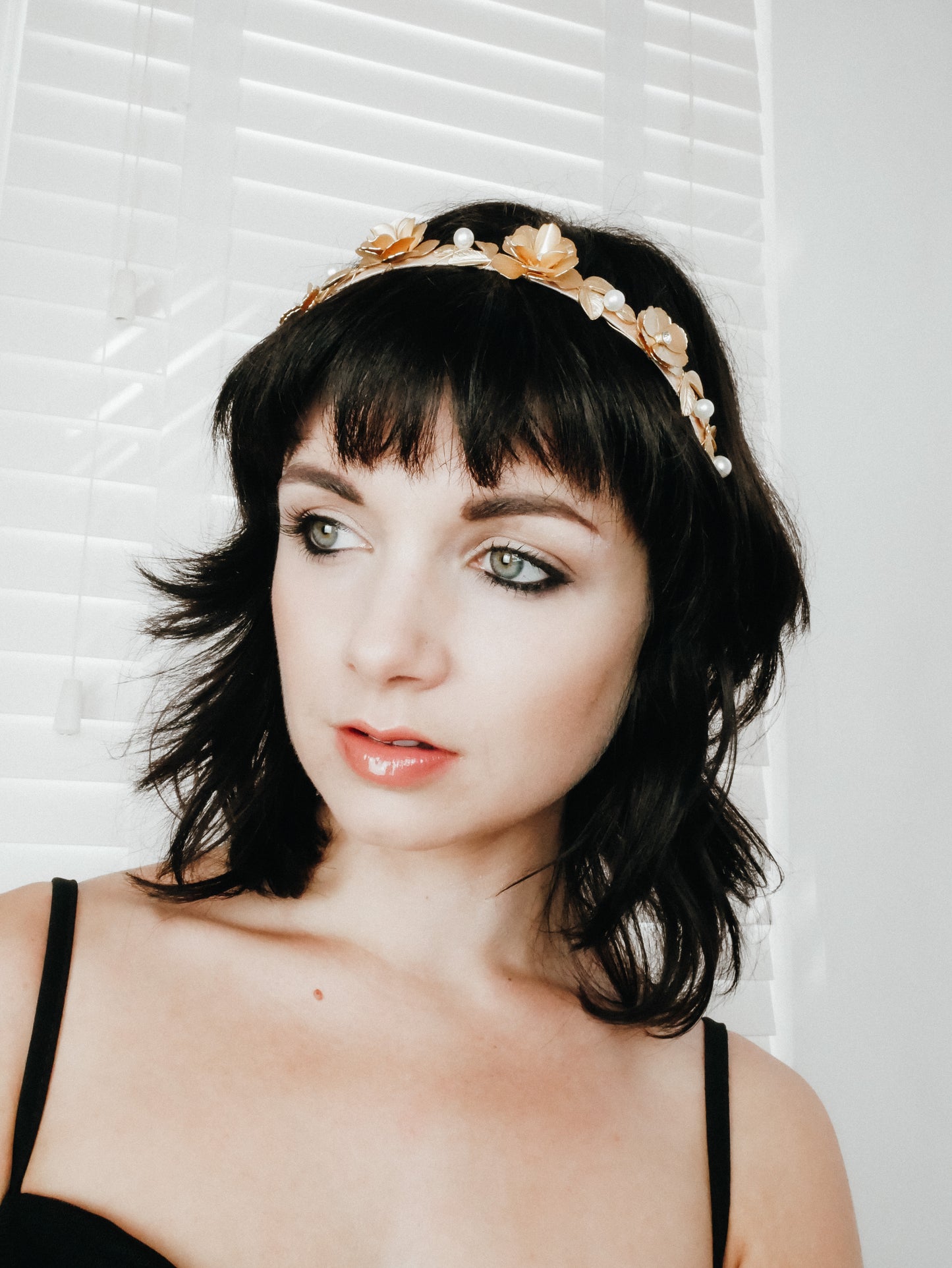 Fairy Gold Pearl flower headband