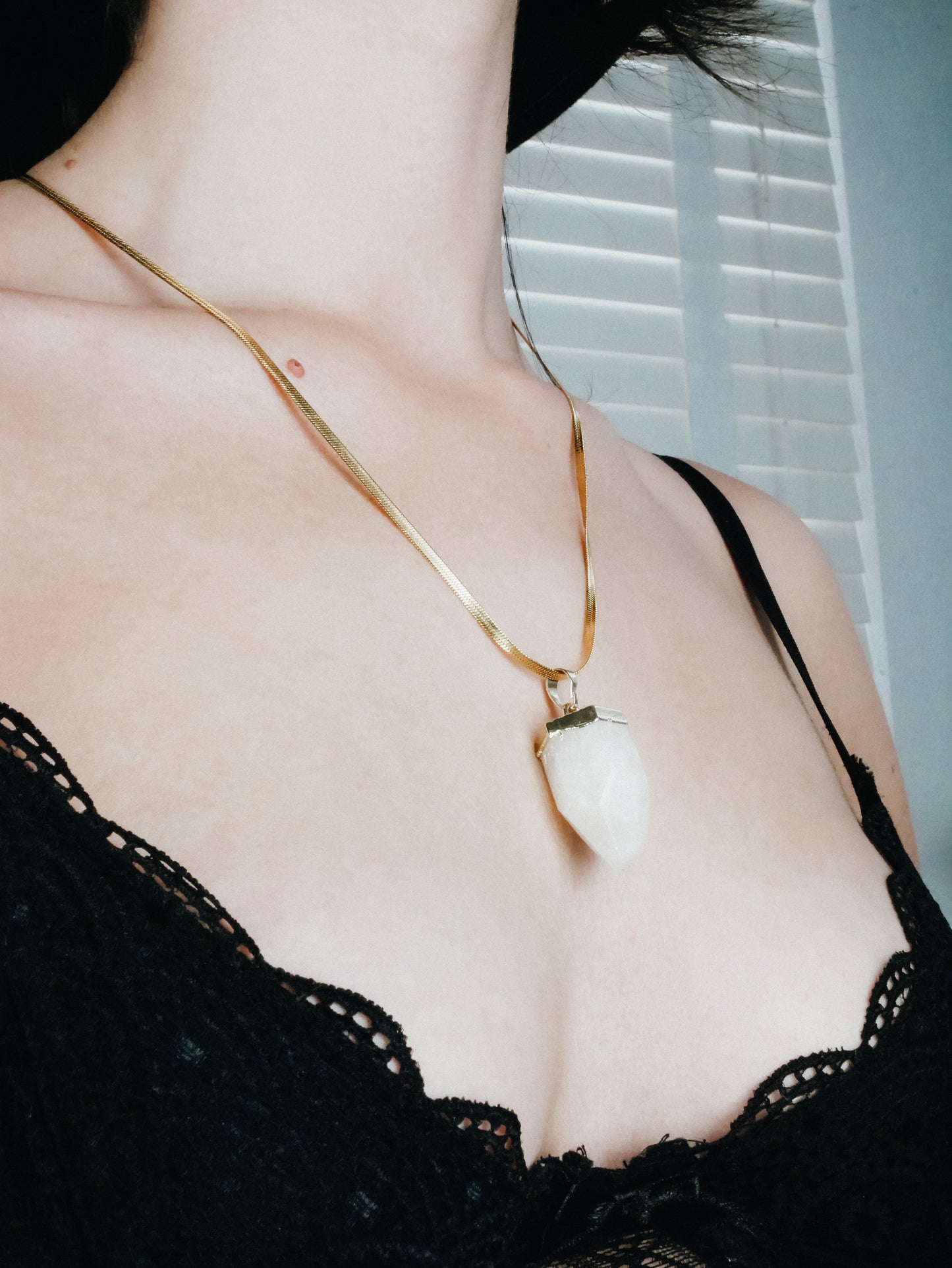 Gold Citrine bullet point necklace