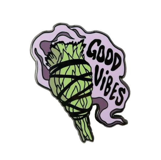 Good Vibes Sage Lapel Pin hat badge