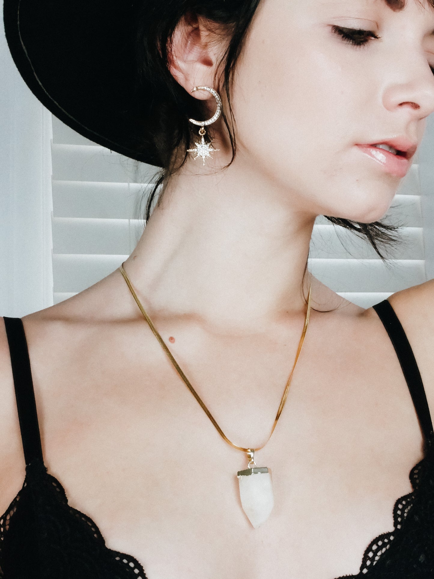 Gold Citrine bullet point necklace