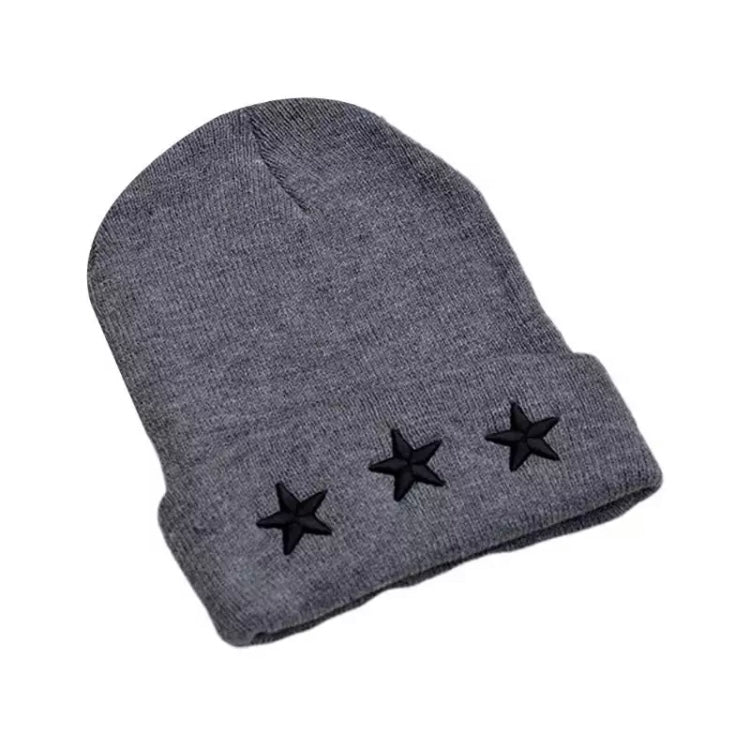 Grey star wool beanie hat