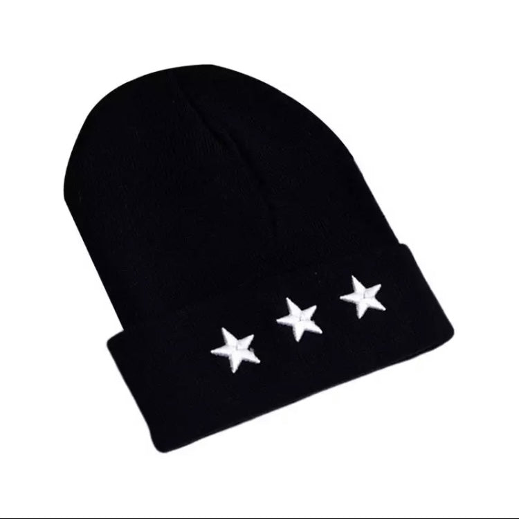 Grey star wool beanie hat