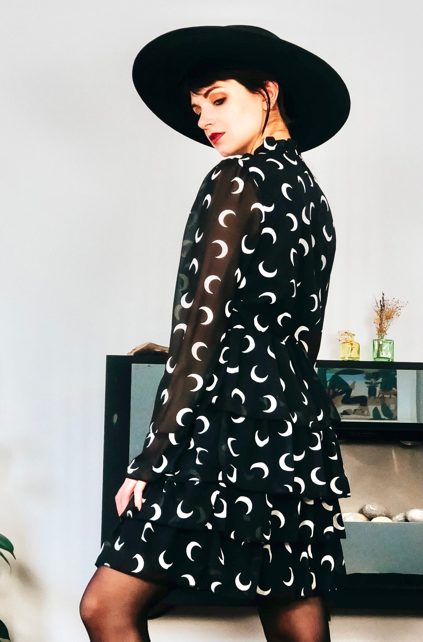 The Moon tinkle tiered long sleeve dress