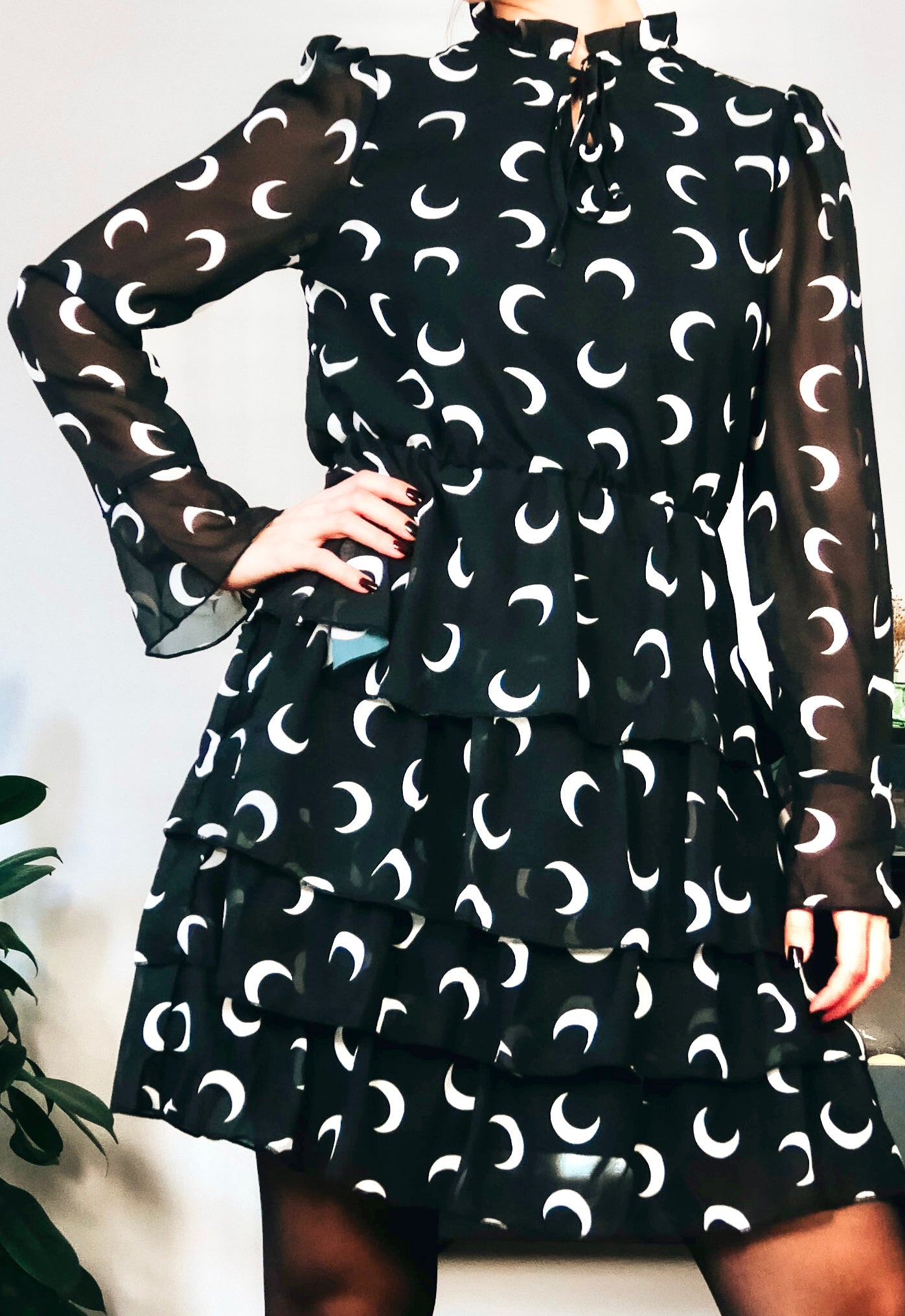 The Moon tinkle tiered long sleeve dress