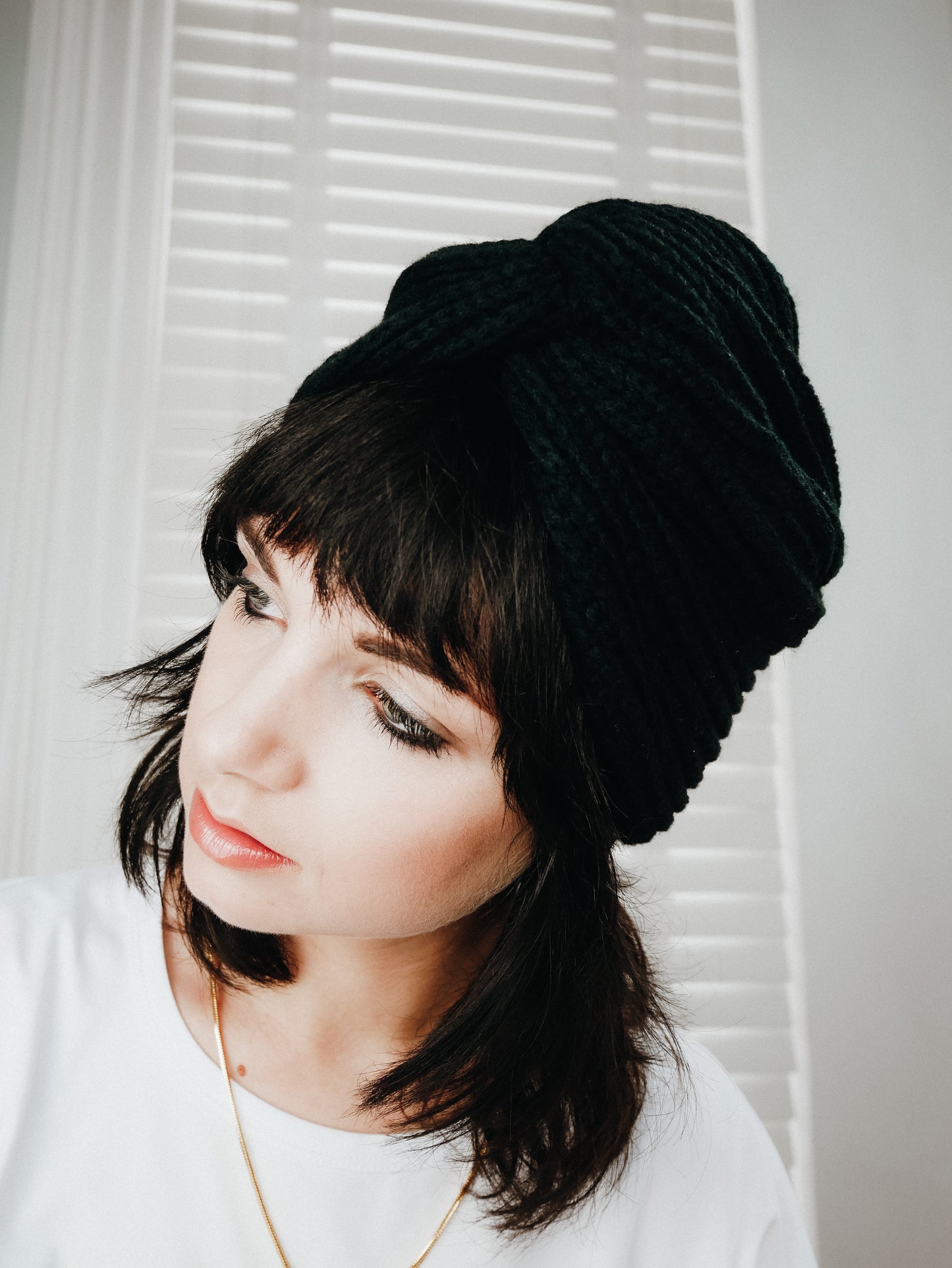 Black wool turban