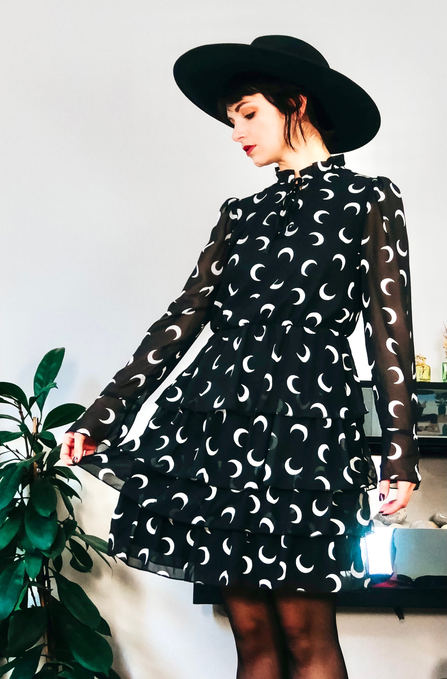 The Moon tinkle tiered long sleeve dress