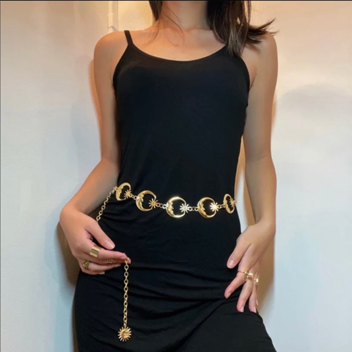 Gold moon chain belt