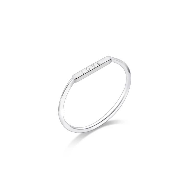 Silver LOVE lesson thin stack ring