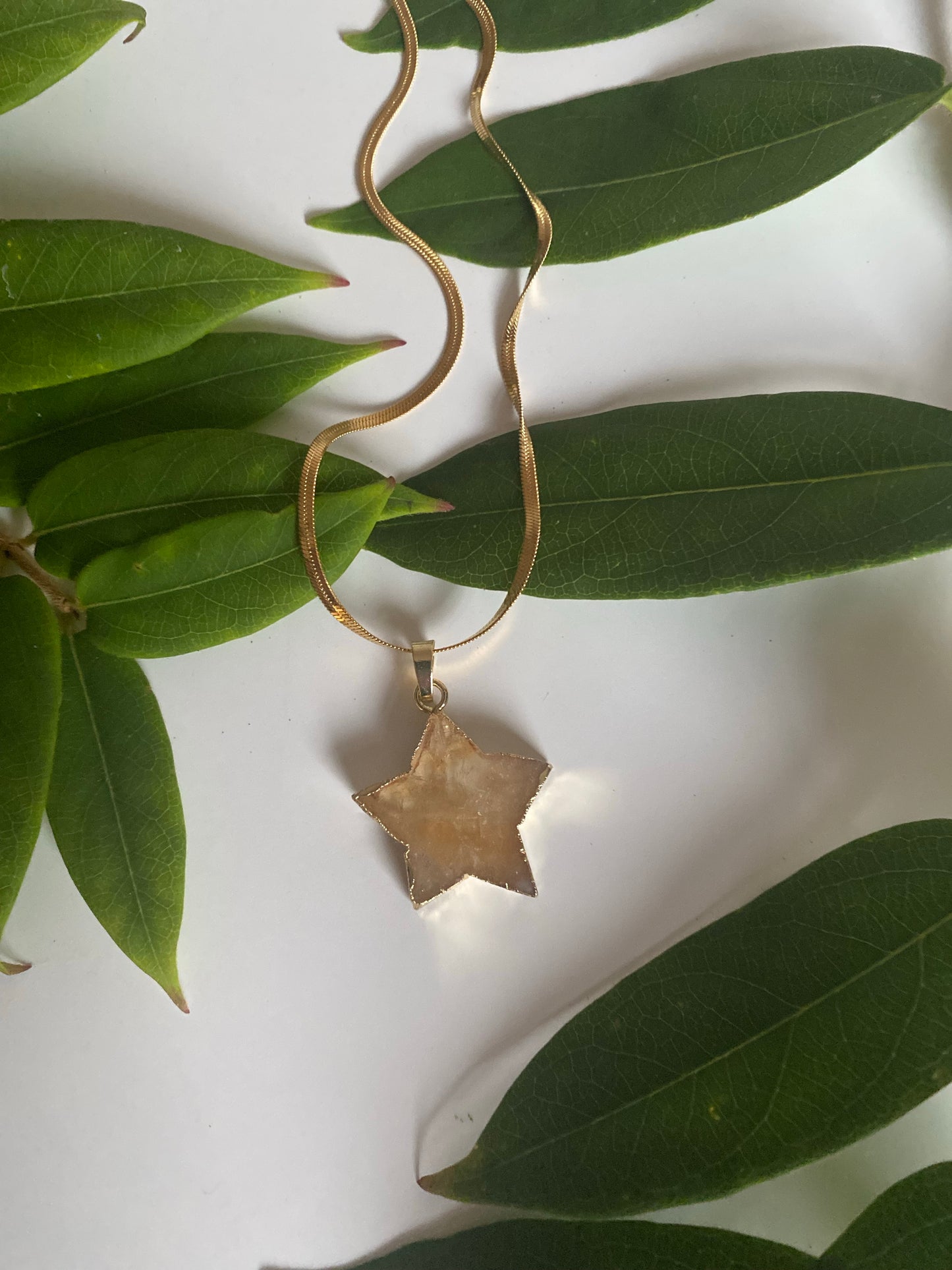 Citrine crystal gold star necklace