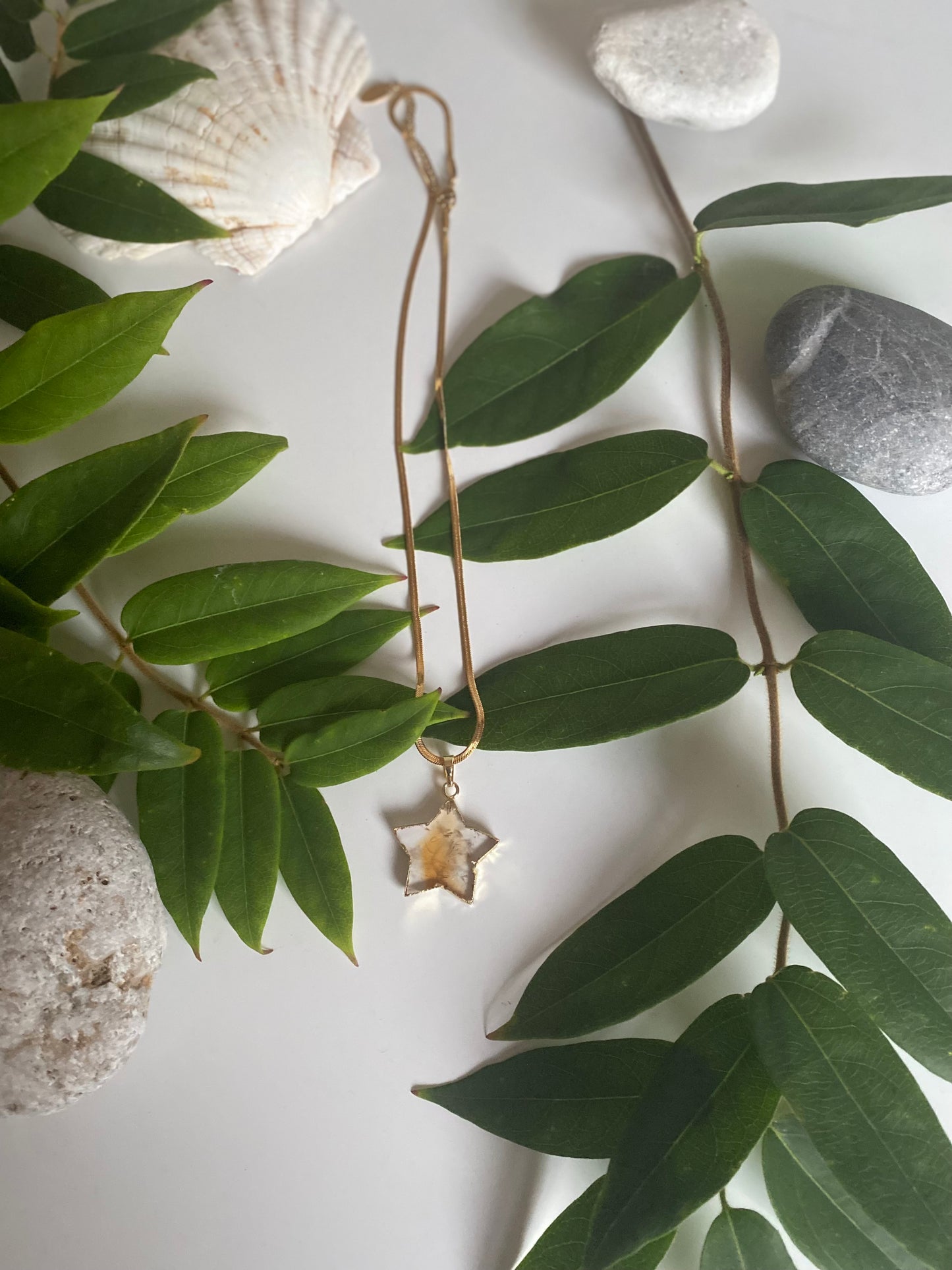 Citrine crystal gold star necklace